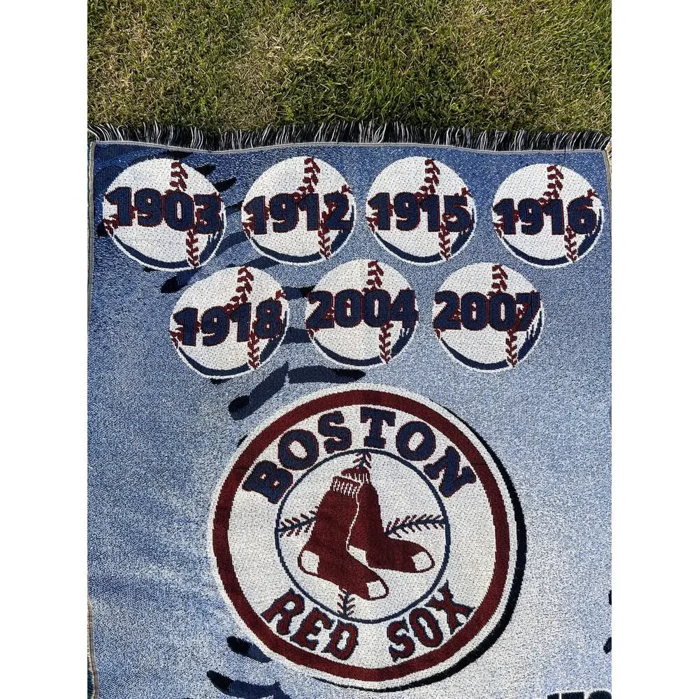 Vintage Boston Red Sox 7 Time World Series Champions MLB Tapestry Blanket